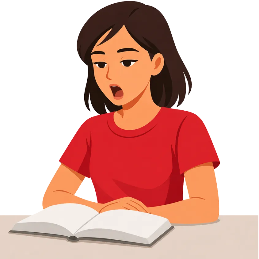 教科書が頭に入らない様子